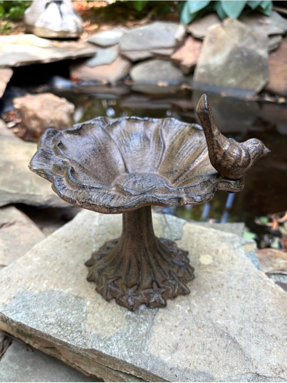 Cast Iron  Bird Bath Dish - Rustic Bronze Finish
